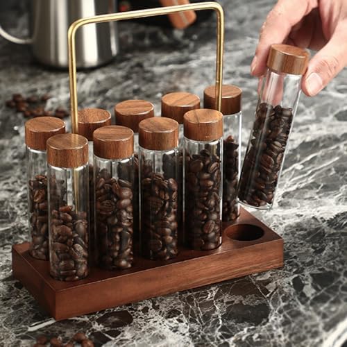 10x Tubes Coffee Bean Cellars with Wooden Holder Stand for Birthday Gifts - Image 4
