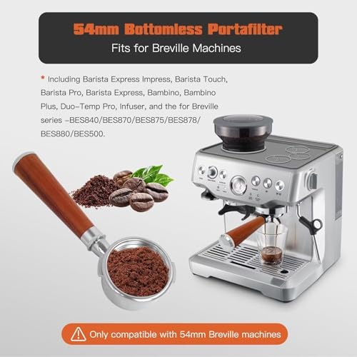 For Gaggia Classic/Pro: 58mm Commercial Bottomless Portafilter Kit with Mahogany Wood Handle & Stainless Steel Basket | Espresso Machine Replacement & Upgrade - Image 3