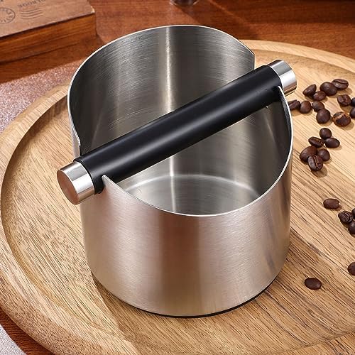 UPKOCH Stainless Steel Coffee Knock Box Set with Anti Slip Mat and Brush - Image 3