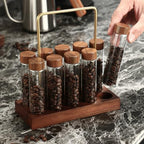 Glass Coffee Bean Storage Tube Sealed Jar with Wooden Stand, for Grounds - Image 5