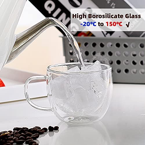 CNGLASS 8oz (4-pack) Double Wall Glass Mugs 33.8oz Glass Teapot Stovetop Safe - Image 2