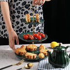Sweejar 3 Tier Ceramic Cake Stand Wedding, Dessert Cupcake Stand for Tea Party Serving Platter (Jade) - Image 6