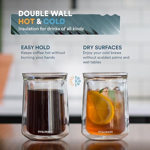 ovalware Double Wall Single Lip Insulated Glass Minimalistic Double Wall Drinkimg Mug with Airtight Cold Brew Iced Coffee Maker Pitcher RJ3 Brewing Glass Carafe with Removable stain - Image 5