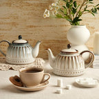 Sweese Ceramic Teapot, Beaded Retro Flower Glaze, 1100ml/37 oz Large Tea Pot for Loose Tea or Bags, Enough for 4 Cups, Nebula Amber - Image 5