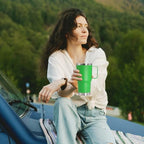 20 oz Tumbler with Handle and Lid Insulated Travel Coffee Mug Green 12P - Image 2