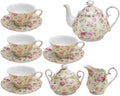 Gracie China by Coastline Imports Cream Cottage Rose Chintz 11-Piece Tea Set by GracieBoneChina