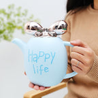 Water Pitcher Cute Girl Heart Ceramic Creative Water Set Tea Set Living Room Water Cup Coffee Cup Heat-Resistant Tea Cup Household Cup Set Water Jug(Blue) - Image 4