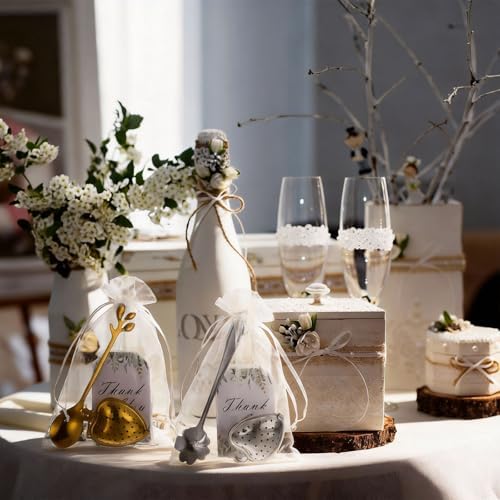uxcell 25 Set Bridal Shower Tea Party Favor for Heart-shaped, Gold - Image 4