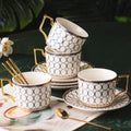 CwlwGO-European Bone China Tea Cup Sets, Blue and White Porcelain Tea Cups and Saucers Service for 4,Tea Sets For Women Party or Gifts Giving. by HappleCwlwgoHome