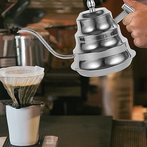 Pour Over Coffee Kettle, Premium Stainless Steel Gooseneck Tea Kettle for Drip Coffee, French Press and Tea (Silver) - Image 4