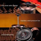 French Press Coffee Maker Stainless Steel Cafetiere Glass Jug, Stainless Steel Coffee Plunger Filter, Manual Coffee Maker Copper Finish, Coffee Press,-350ML - Image 6