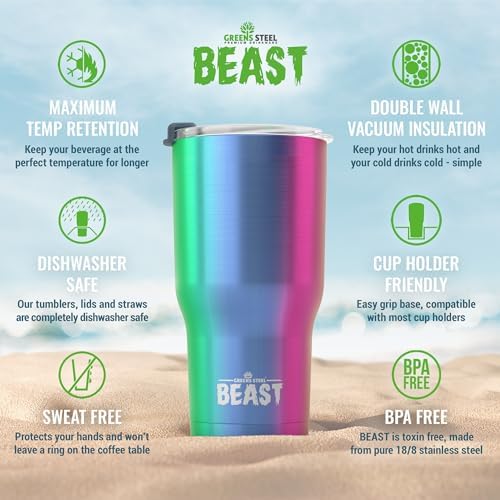 Beast 30 oz Tumbler Stainless Steel Vacuum Insulated Coffee Ice Cup Double Wall Travel Flask (Rainbow) - Image 6