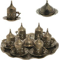 Alisveristime Lale Turkish Coffee Set with 6 Cups and Tray (Autentic Green) by Alisveristime