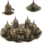 Alisveristime Lale Turkish Coffee Set with 6 Cups and Tray (Autentic Green) by Alisveristime