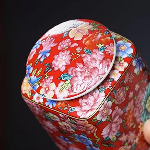 Kitchen Storage Jar Chinese Retro Red Patterned Ceramics Loose Tea Tin Storage Caddy Canister Container Tins Jar with Airtight Lid ﻿ Leaf Tea Jar - Image 3