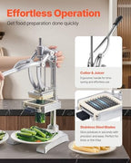 VEVOR French Fry Cutter, Ergonomic Potato Slicer with 3 Blades (1/2", 3/8", 1/4") & Juicer Plate, Easy-Replace Vegetable Chopper Dicer for Carrot, Onion, Lemon, Ideal for Home & Commercial Kitchens - Image 4