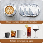 Winter Forest Coasters for Drinks, Set of 86 Natural Pine Trees Snowflakes Deer Blue Absorbent Ceramic Coaster with Cork Base Decor for Wooden Table & Bar, Housewarming Gift Home Decor - Image 7