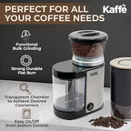 Kaffe Electric Burr Coffee Grinder (5.5oz) w/Adjustable Precise Coarseness Settings - Flat Burr - [Improved Motor] - Precision Coffee Bean Grinder for Home Use - Stainless Steel - Image 3