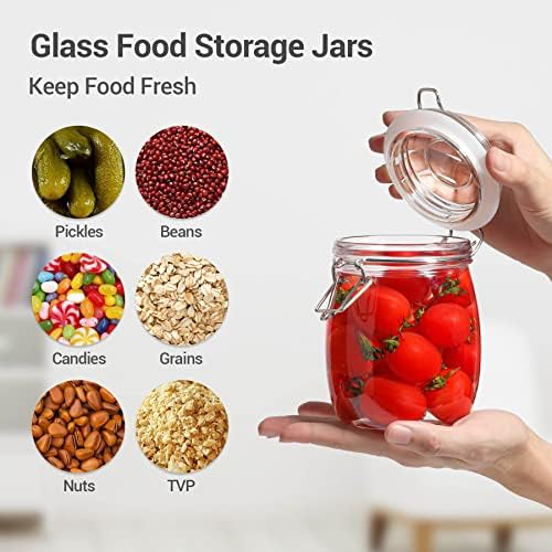 ComSaf Airtight Glass Canister Set of 12 with Lids 17oz/25oz Food Storage Jar - Storage Container with Clear Preserving Seal Wire Clip Fastening for Kitchen Canning Cereal,Pasta,Sugar,Beans - Image 7