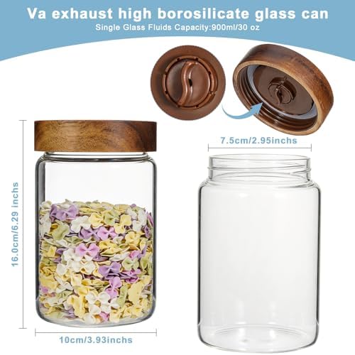 Glass Spice Jars Seasoning Containers Small Glass Jars with Lids Airtight Food Storage Canister for Kitchen Pantry Sugar Tea Coffee Bean Nuts Cookies Herbs Salt (30oz(900ml)*2 pack) - Image 2