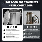 33L/8.7 Gal 304 Stainless Steel Containers with Lids 1116 Oz Airtight Containers with Lids and Lock Hole 304 Stainless Steel Container with Lid for Storage 304 Airtight Stainless Bucket - Image 3