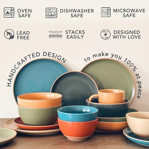 MORA Ceramic Artisan Matte Large Latte Mug Set of 4, 16oz - Microwavable, Porcelain Coffee Cups With Big Handle - Modern, Boho, Unique Style For Any Kitchen. Microwave Safe Stoneware - Safari Colors - Image 4