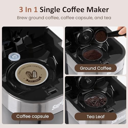 SUNVIVI Single Serve Coffee Maker for K Pod and Grounds - 30oz Brew Sizes - Image 2