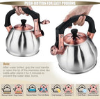 Stainless Steel Tea Kettle for Stove Top Teakettles Stovetop Whistling with Heat Proof Ergonomic Handle 2.5 Quart - Image 3