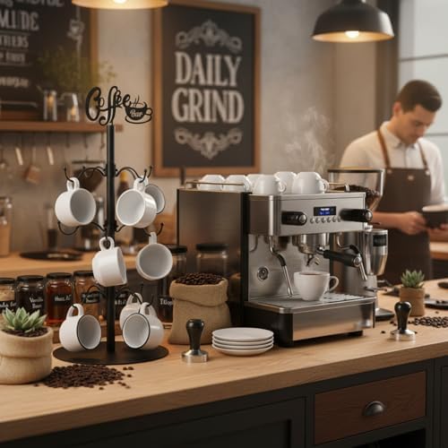 LemonRoad Coffee Bar Mug Holder Tree, Sturdy Metal Cup Holder for Countertop Coffee Mug Hanger with 12 Hooks for Counter, Cabinet Christmas Home Bar Accessories Storage and Organizer, Black - Image 3