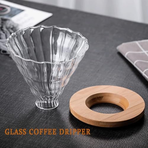 1PCS Hand Brewed Coffee Maker Filter, Borosilicate Glass Coffee Server with 1pcs Filter Cup & 1pcs Bamboo Holder for Brewing Coffee, Milk, Tea, Household Coffee (600ml / 20 OZ) - Image 7