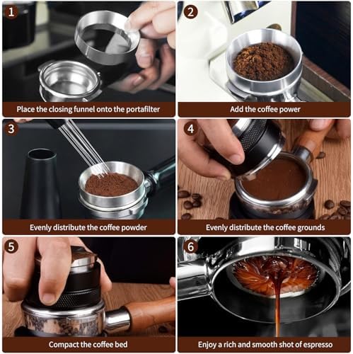 51mm Espresso Accessories Kit - 3 PCS Heavy Duty Dual Head Coffee Distributor and Tamper, WDT Tool, Magnetic Dosing Funnel - Fits Delonghi Breville 51mm Machines and Portafilter - Image 5