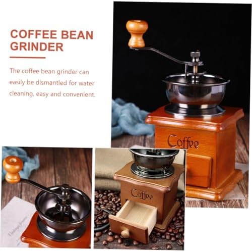 Vintage Manual Coffee Bean Grinder with Ceramic Burr, Wood Body - Image 5