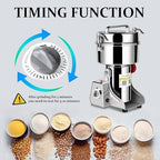 1000g Grain Mill Grinder High Speed Food Grain Mill Stainless Steel Seeds Flour Wheat Nut Spices Corn & Seasonings Dry Grinder Electric Machine Grinder for Kitchen - Image 5