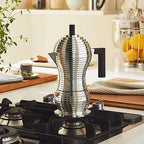 Alessi MDL02/6 B "Pulcina" Stove Top Espresso 6 Cup Coffee Maker in Aluminum Casting Handle And Knob in Pa, Black - Image 7
