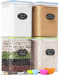 Chef's Path Kitchen Storage Box Set of 4 Extra Large Airtight Food Storage Jars for Sugar Flour Cereal Rice - Measuring Spoons, Pen and Food Preservation Labels (5.2 L) by ChefsPath