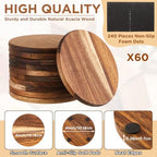 72 Pcs Unfinished Acacia Wood Coasters for Crafts, Round 4 Inch - Image 2