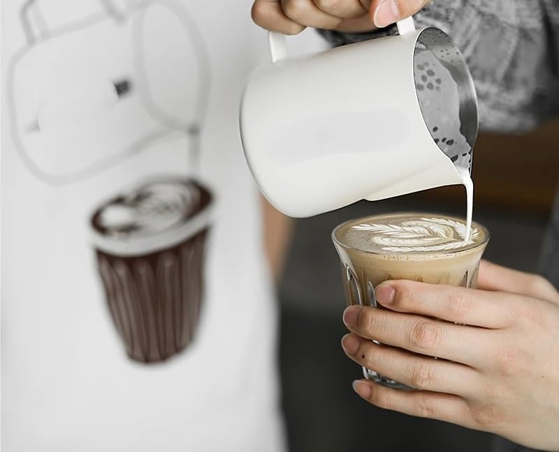 450/600ml Stainless Steel Espresso Steaming Milk Pitcher Art Coffee Foam Jug Latte Steam Cafe Bar Accessorie(White 450ml) - Image 2