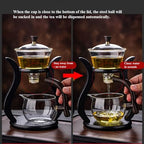 Lazy Kungfu Drip Teapot Magnetic Semi-Automatic Glass Teapot Wooden Glass Tea Set Kung Fu Tea Set - Image 2