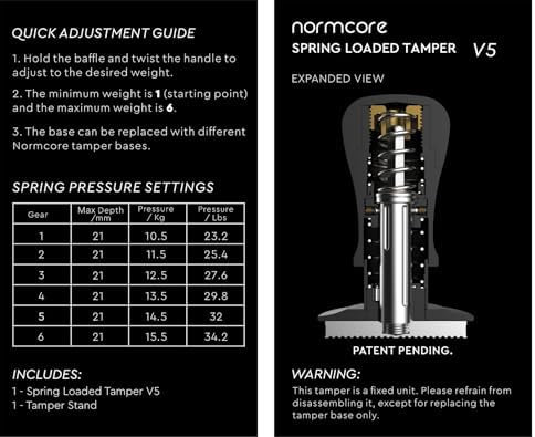 Normcore 58mm Coffee Tamper V5, Spring-loaded Espresso Tamper with Titanium Coating Flat Base, Anodized Aluminum Handle and Silcone Stand, Black - Image 7