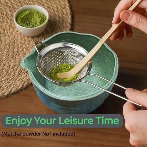Matcha Whisk Set Kit Gift for Mother's Day - Complete 8-Piece Ceramic Matcha Bowl with Spout, Whisk, Scoop, Sifter, Holder & Towel, Elegant Matcha Making Kit for Beginners & Lovers - Image 3