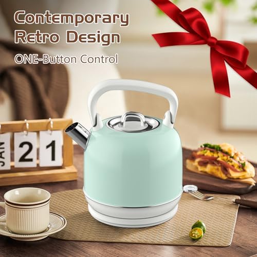 Electric Tea Kettle, 1500W Electric Kettle for Boiling Water, Food Grade Stainless Steel 2L Tea Kettle with Ergonomic Handle, Hot Water Boiler Auto Shut-off, Boil-Dry Protection - Image 6