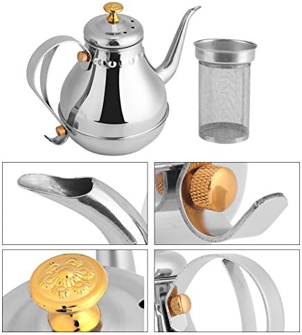 Fdit Tea Kettle, Stainless Steel, 1.2L, Gooseneck Spout, with Tea Filter, Silver, for Coffee and Tea - Image 3