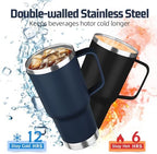 20 oz Tumbler with Handle Stainless Steel Insulated Coffee Tumbler with Lid and Straw Double Wall Vacuum Insulated Coffee Mug Leak Proof Travel Mug Tumbler for Hot and Cold Drink, Mix Color-10 - Image 3
