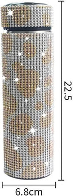 17 oz Bling Stainless Steel Water Bottle Rhinestone Vacuum Water Bottle Glitter Bottles Diamond Vacuum Flask Mug Gift Girls Women (500ml),Cow Champagne Gold - Image 2