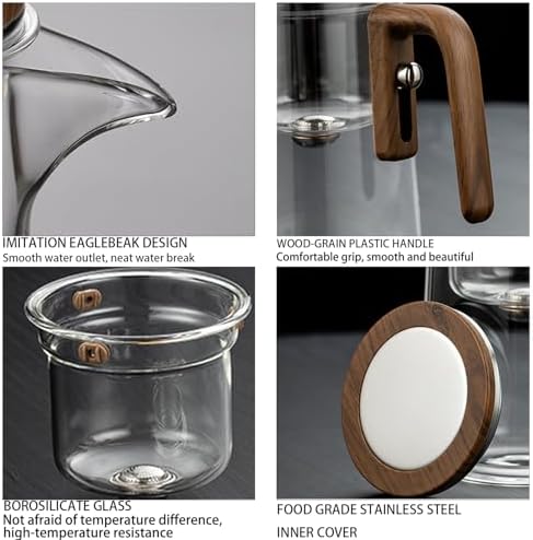 800ml+4 Cups Witchcraft Magic Glass Teapot with Infuser Strainer and Lid for Loose Leaf Tea Herbal, Magnetic Water Separation Tea Maker Kettle with Cups Clear Tea Pot - Image 5