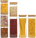 ComSaf Airtight Glass Storage Canister with Bamboo Lid (37oz/71oz) Set of 7, Clear Food Storage Container Kitchen Pantry Storage Jar for Flour Cereal Sugar Tea Coffee Beans Snacks by ComSaf