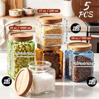 Gerrii Sunflower Square 5 Pcs Glass Container, Multicolor - Image 2
