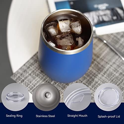 DOMICARE Stainless Steel Wine Tumbler Bulk with Lid, Personalized Insulated Tumblers Set, 12oz Travel Coffee Cups Pack of 12, Dark Blue - Image 3