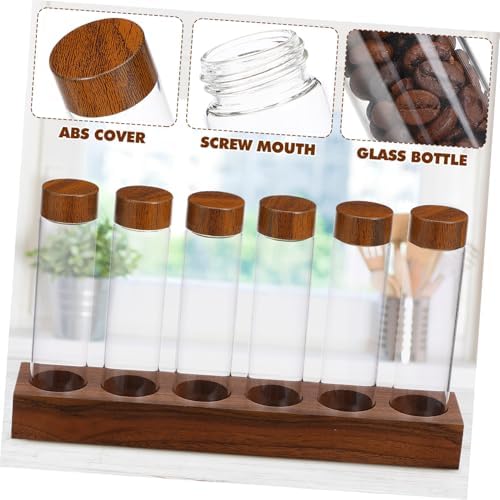 Alipis 6 Pack Glass Coffee Bean Storage Tubes with Wood Stand - Image 3