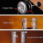 French Press Coffee Maker Stainless Steel Cafetiere Glass Jug, Stainless Steel Coffee Plunger Filter, Manual Coffee Maker Copper Finish, Coffee Press,-350ML - Image 3